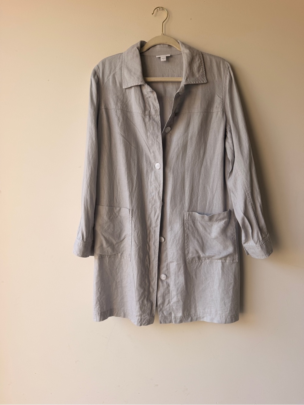 J. Jill Light 100% Linen Gray Button Down Shirt